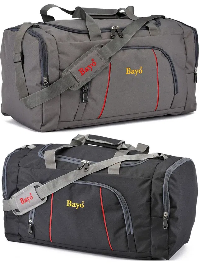 bayo Grey & Black Combo of 2 pc 50 L 22×12 Inch Water Resistance Waterproof Long Travel Heavy Luggage Duffel Bag Duffel Without Wheels