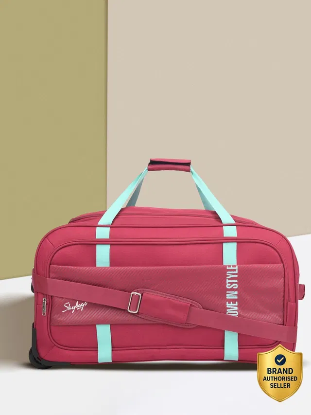SKYBAGS Cult Polyester 62 cm Large Size | Stylish Duffel Trolley with Wheels|Red-Unisex Duffel With Wheels (Strolley)