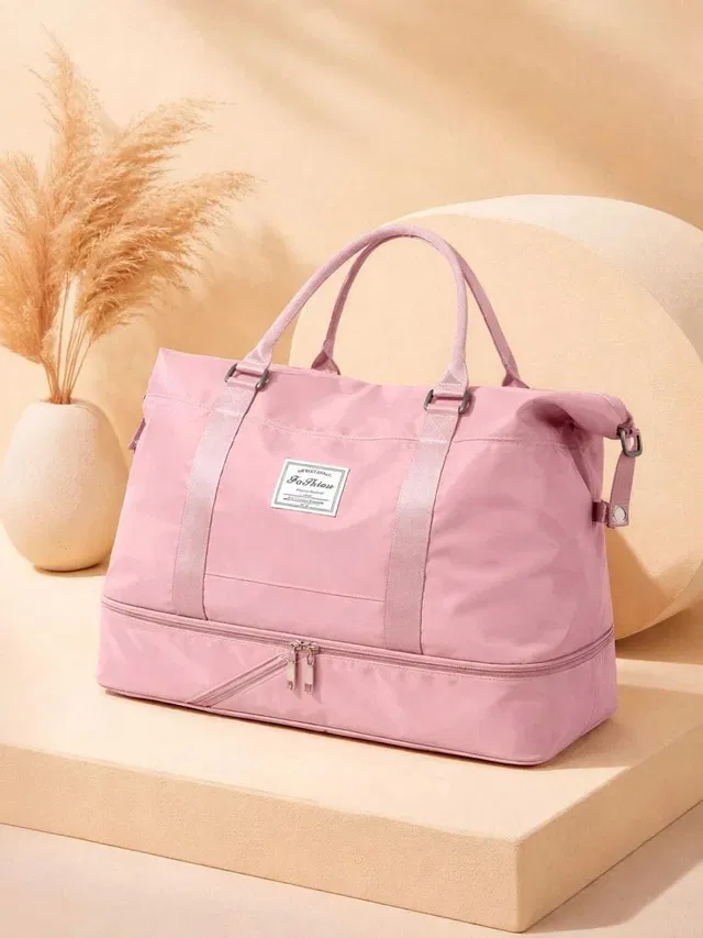 Veara (Expandable) 45L Hand Duffle Bag - Light Pink Large Capacity Duffel Without Wheels
