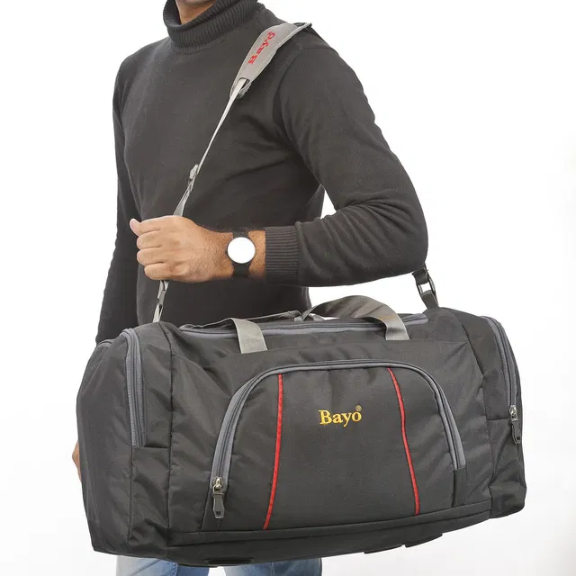 bayo Black 50 L 22×12 Inch Water Resistance Waterproof Heavy Long Travel Luggage Duffel Bag Duffel Without Wheels