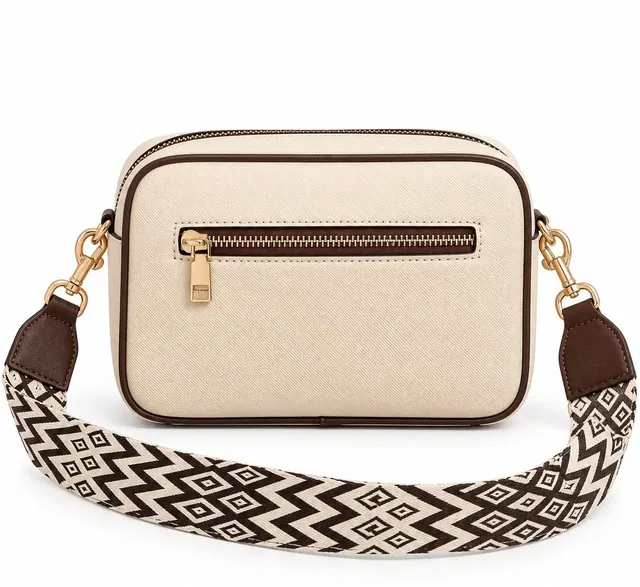 Zivora Beige Sling Bag Women Beige Sling Bag with Geometric Strap and Front Zip Pocket