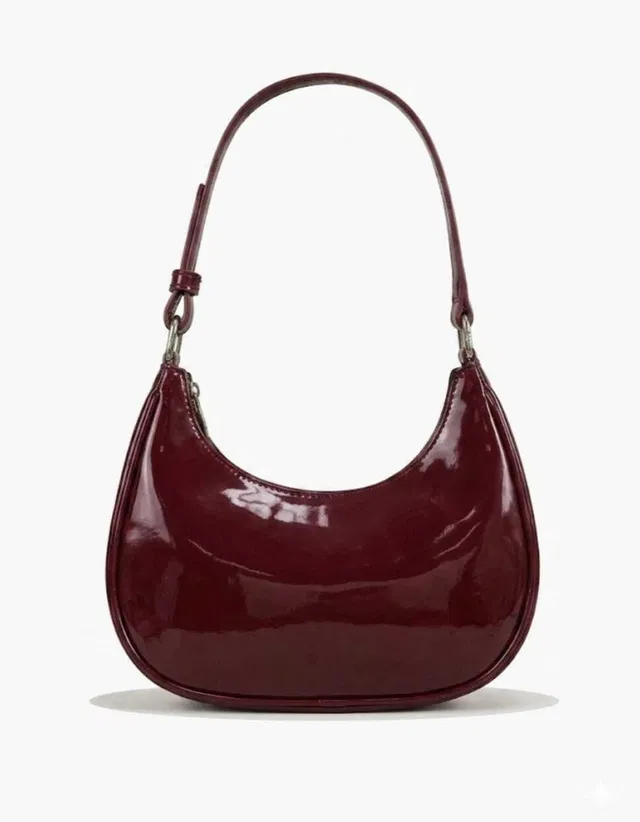 SKW Fashion Maroon Sling Bag Black Glossy Shoulder Hand Bag Stylish Everyday Fashion Hobo Purse