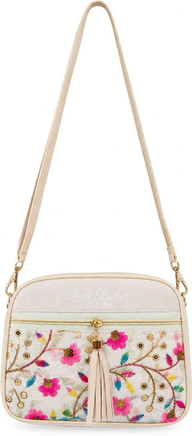 DNFASHIONHUB Multicolor Sling Bag Stylish Floral Embroidered Sling Bag for Women – Cream/Off-White-01