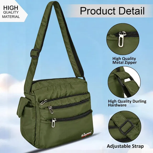 Kiromi Green, Black, White Sling Bag Multipurpose Crossbody Utility Sling bag