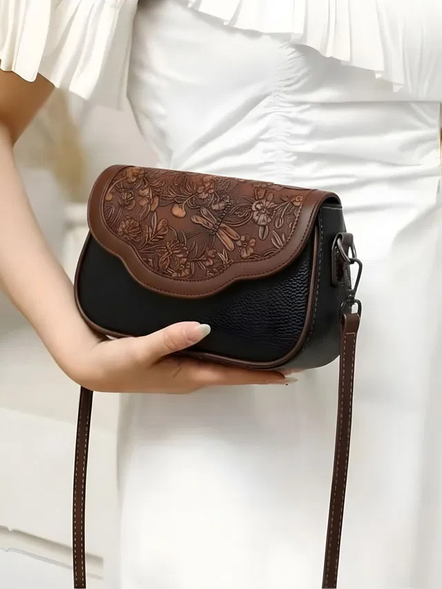 HaveGlam Black Sling Bag Leopard Print Mini Shoulder � Stylish Purse with Bow Detail