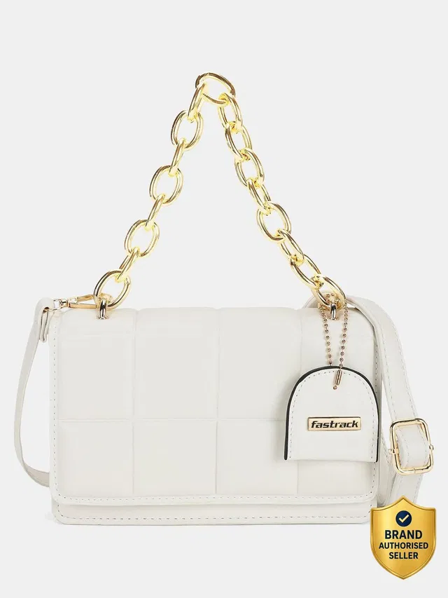 Fastrack White Sling Bag Quilted