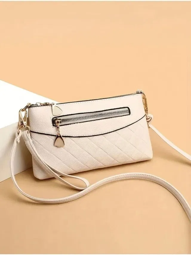 SHAMRIZ Beige Sling Bag Women & Girls Mini Sling Bag | Clutch bag | Wristlet For Girls | Make up bag