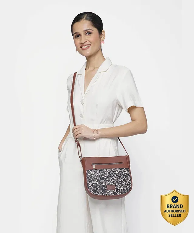 ZOUK Black Sling Bag FloMotif U Shaped Sling Bag