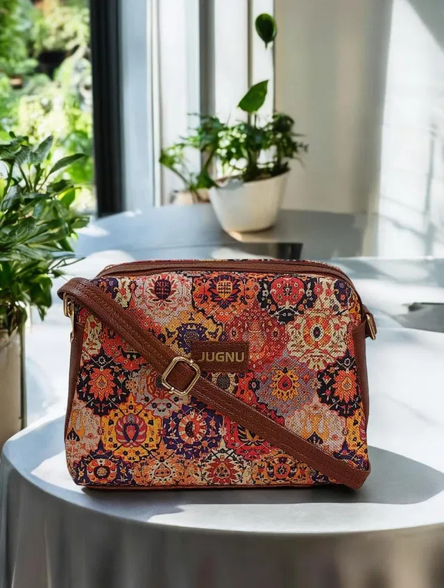 Jugnu Orange Sling Bag Chauras-btm-8
