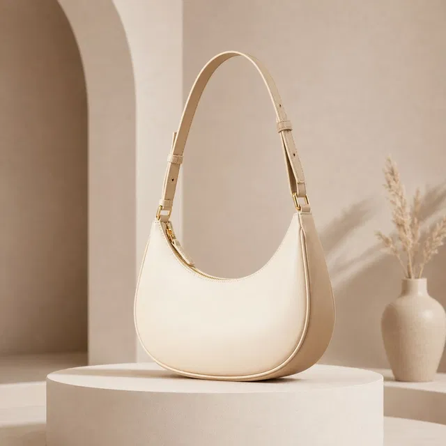 SKW Fashion Beige Sling Bag Hand Bags Women Black Crescent Shoulder Bag for Daily Office Use