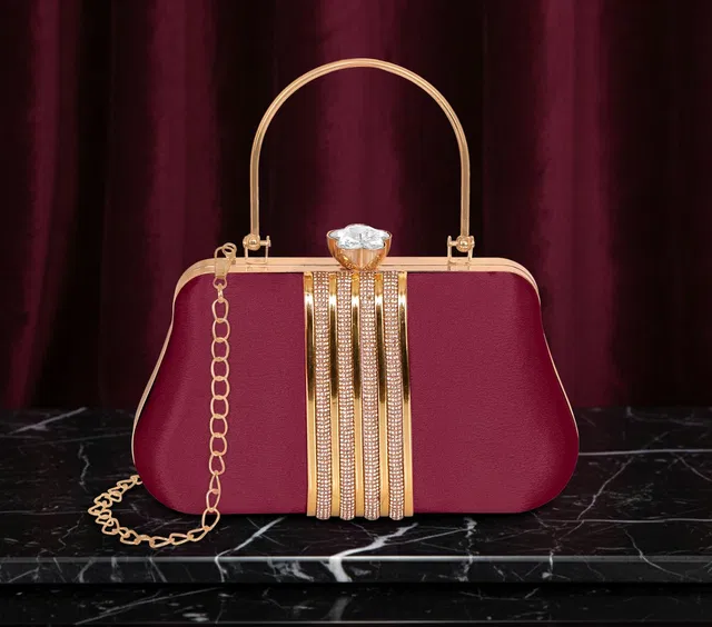 Black Wings Casual, Party Maroon  Clutch