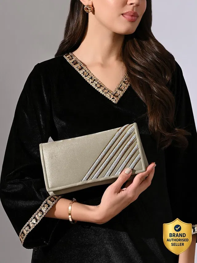 Lavie Signature Casual Gold  Clutch