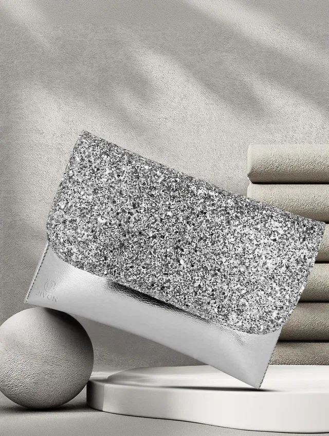 JIVON Casual, Party Silver  Clutch