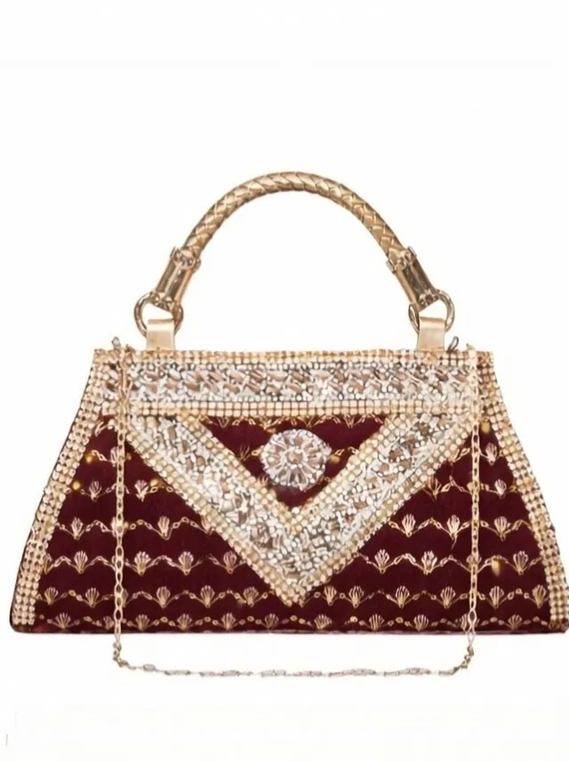 Asifa Collection Party Maroon  Clutch