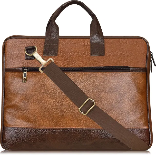 LOREM BG13 Tan Color Briefcase Laptop Bag Cross Body Office Business Professional Bag for Men & Women Waterproof Messenger Bag