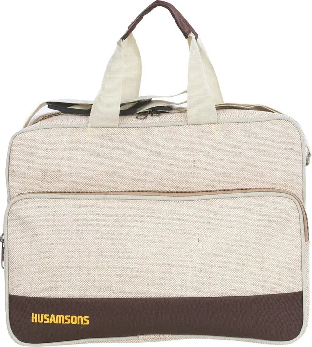 Husamsons Men Beige, Brown Messenger Bag