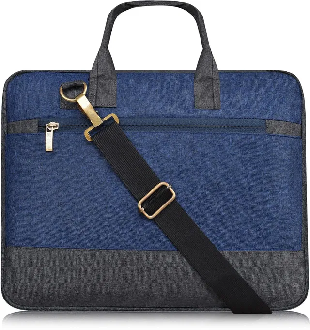 SOPARK Blue & Grey Color Faux Leather 10L Office Laptop Bag For Men & Women SKBG34 Waterproof Messenger Bag