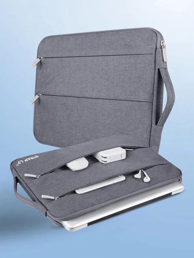 Straplt Laptop Sleeve Carrying Case 13.6-14 Inch Compatible with 14 Inch MacBook Pro,15 Inch Surface Book 3/Laptop 4,HP Pavilion,Asus Acer Samsung Chromebook,Computer Cover Bag with Handle,Grey Waterproof Laptop Sleeve/Cover