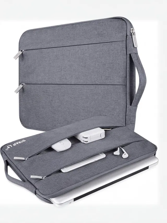 Straplt Laptop Sleeve Carrying Case 14.6-15 Inch Compatible with 15 Inch MacBook Pro,15 Inch Surface Book 3/Laptop 4,HP Pavilion,Asus Acer Samsung Chromebook,Computer Cover Bag with Handle,Grey Waterproof Laptop Sleeve/Cover