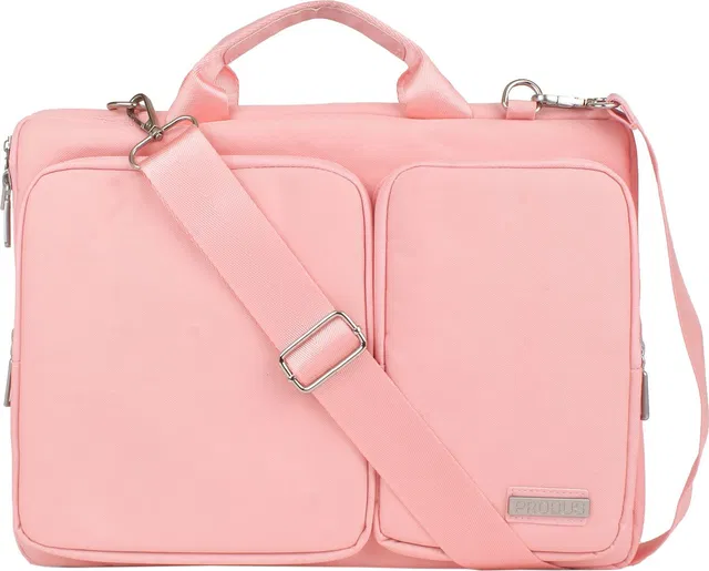Probus 13.3 Inch Dual Pocket Laptop Bag With Shoulder Strap - Pink Laptop Sleeve/Cover