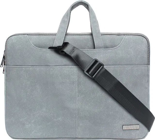 Probus 15.6 Inch Premium Suede Leather Laptop Bag - Dark Grey Laptop Sleeve/Cover