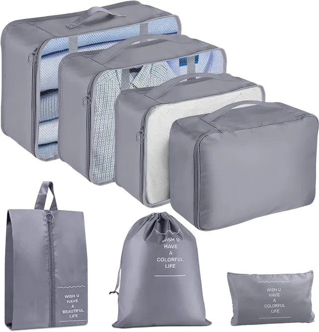 Swadhin 7 Pcs Travel Suitcase Organizer Pouch Packing Cubes for Clothes
