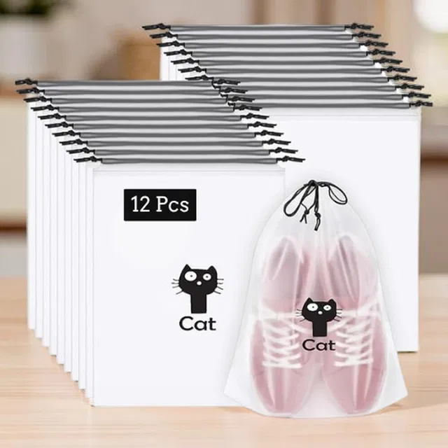 QUINARITA SB023 12 Pcs Shoe Cover Bags for Storage | Travel Drawstring Organizer Bag for Men N-WHITESHOEBAG12PCS-23
