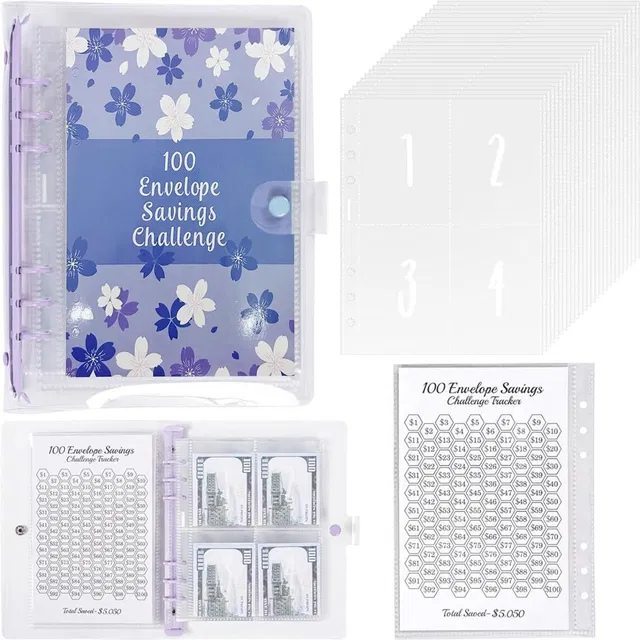 HASTHIP A5 Budget Planner Binder Sakura Cover for 100 Days Money Saving Plan Guide