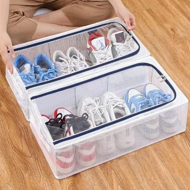 PelBart Foldable Shoe Organizer Box Shoes Boxes for Storage – Stackable Transparent Foldable Organizer Compact Organizer for Bedroom & Closet