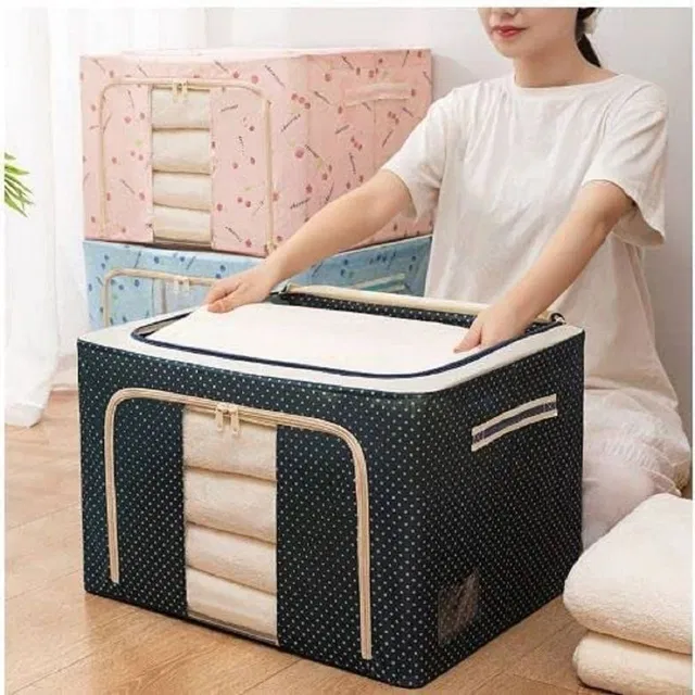 K.B.SALES Clothes Storage Box 66 LitreFoldable Box Extra Foldable Stackable Container Organizer,Cloth Storage Bags with Zip