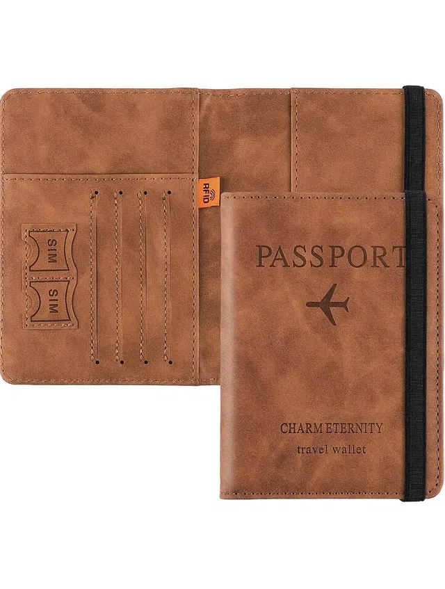Linist Passport Holder Cover Wallet RFID Blocking PU Leather Travel Document Holder