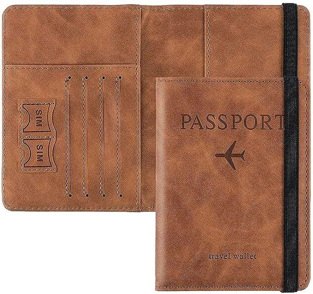 StealODeal Passport Holder Cover Wallet RFID Blocking PU Leather Travel Document Holder