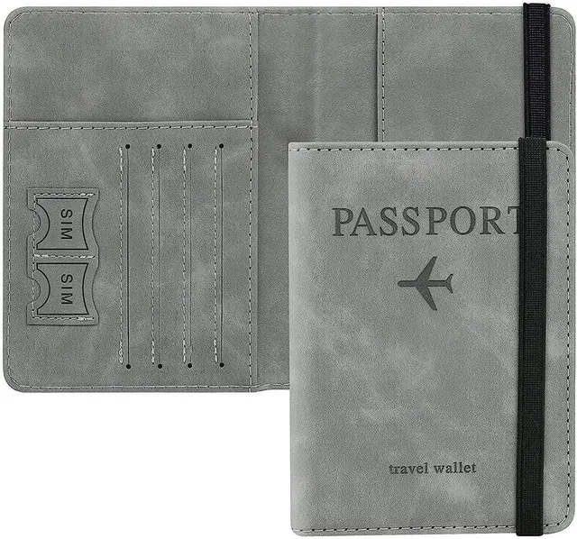 OXXIHOME Passport Holder Cover Travel Wallet Organiser, Passport Case with PU Leather
