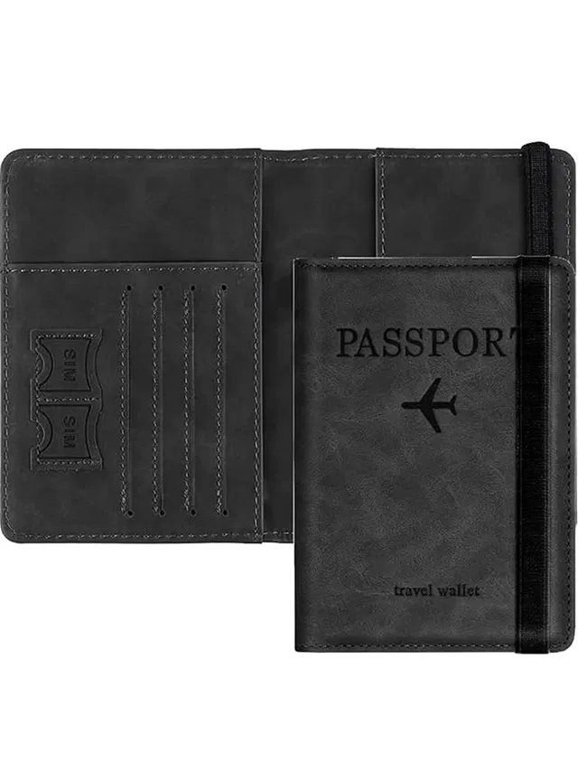 Glamexy RFID Blocking PU Leather Passport Cover Wallet Organizer Travel Document Holder