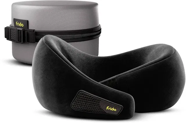 Frido Memory Foam Travel Pillow Pack of 1 Solid Adjustable Head Rest, 360° Neck & Chin Support, Sleeping Pillow for Car & Flight