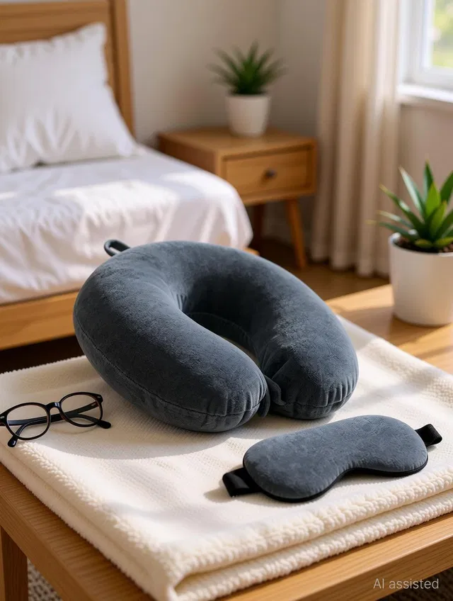 J S R Polyester Fibre Travel Pillow Pack of 1 Abstract Fashion