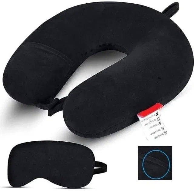 tyagicollections O&T U-Shape Black Neck Pillow travelling headrest, Multipurpose neck rest Neck Pillow & Eye Shade