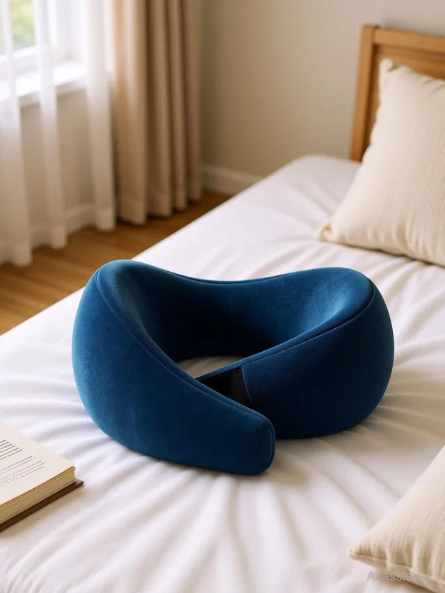 WELLGIVER Memory Foam Travel Pillow Pack of 1 Solid 360 Degree Wrap With Adjustable Premium Velcro Strap for Flight