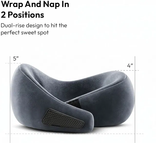 FLEXOVE Foam Travel Pillow Pack of 1 Solid Travel Neck Pillow, 100% Hi-Per Foam, Lightweight Neck Support Pillow