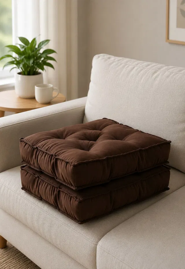SANJU BROTHER Microfibre Chair Pad Pack of 2 Solid