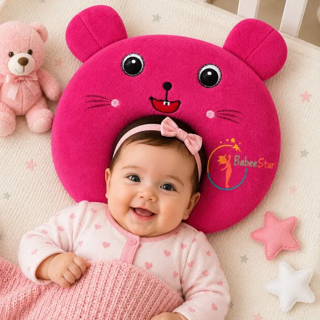 Babeestar Mustard Seeds, Microfibre Baby Pillow Pack of 1 Animals Cartoon Kids Pillow | Sleeping Cushion for Girls | Cute Animal Print