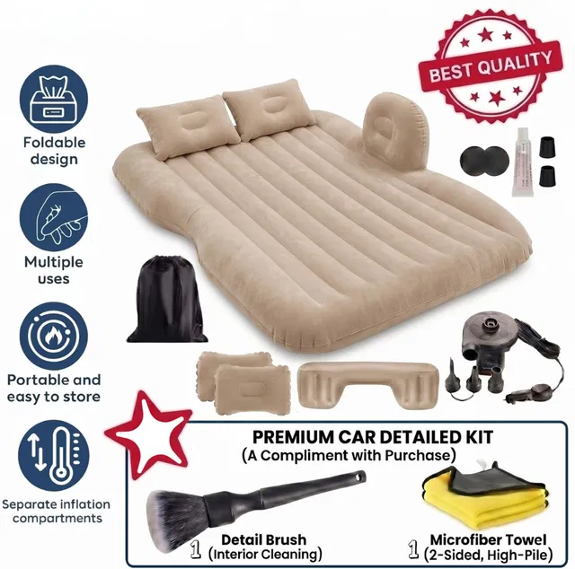 VARNIRAJ IMPORT & EXPORT Varniraj Car Inflatable Bed , Inflatable Car Air Car Inflatable Air Bed Mattress with Pump & Pillows for Travel Camping Car Inflatable Bed