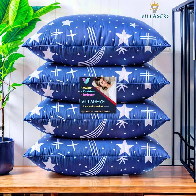 VILLAGERS Cotton Sleeping Pillow Pack of 4 Solid LUXURY