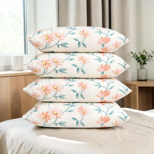 STOMIA Cotton Sleeping Pillow Pack of 4 Floral Luxury Pillow