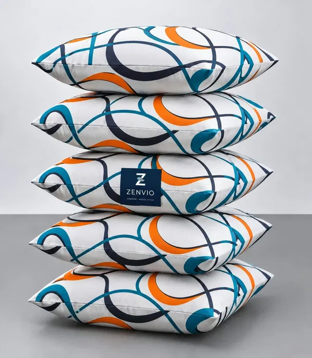Zenvio Microfibre Cushion Pack of 5 Printed Ultra Luxuary Soft