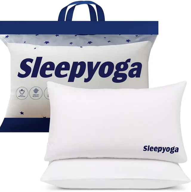 Sleep Yoga Microfibre, Polyester Fibre Sleeping Pillow Pack of 2 Solid Pillow Set || Comfort And Support Pillow