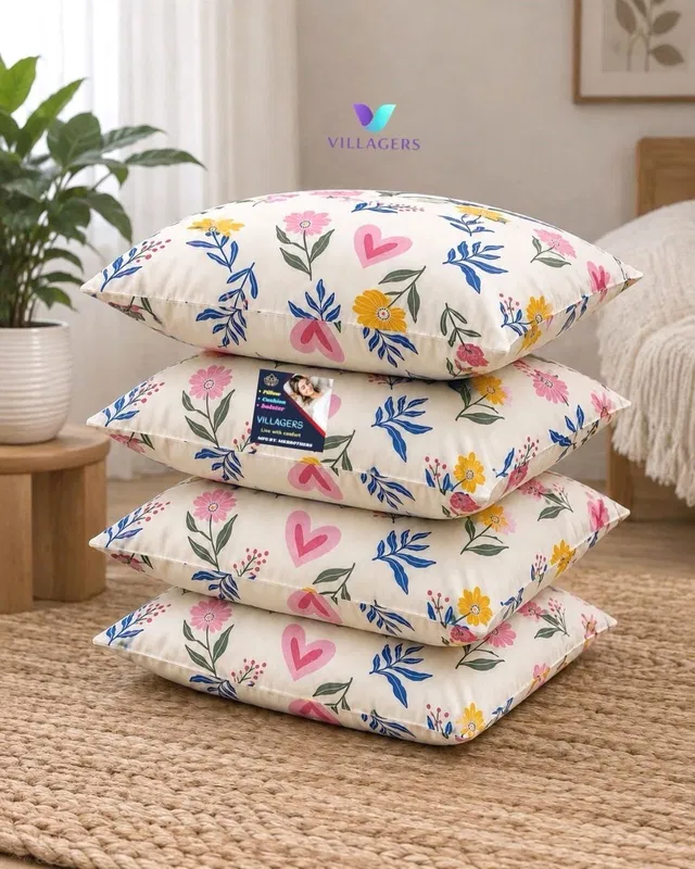 ERANC Microfibre Sleeping Pillow Pack of 4 Floral LUXURY