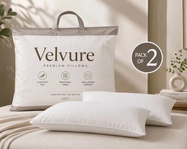 velvure Microfibre Sleeping Pillow Pack of 2 Solid