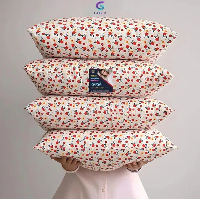 GOGA Cotton Sleeping Pillow Pack of 4 Floral LUXURY