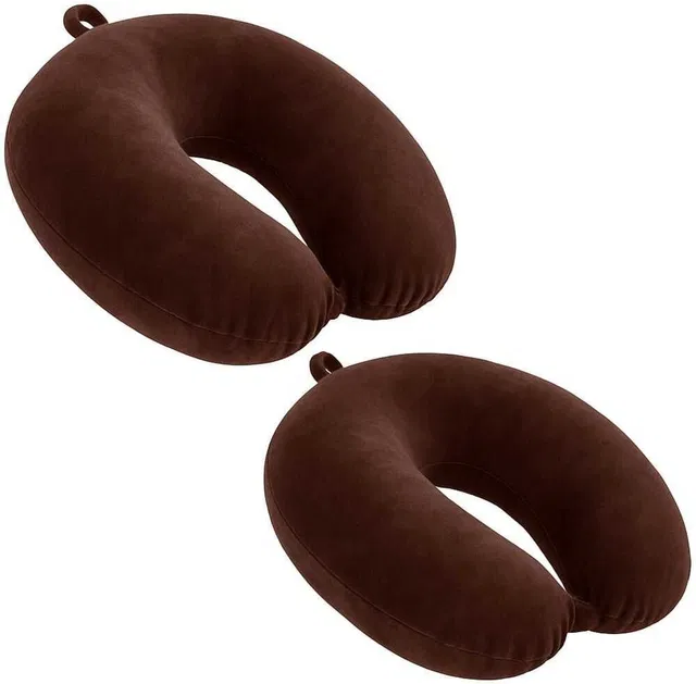 VISHAL TRADER Microfibre Travel Pillow Pack of 2 Solid u-shape cushion